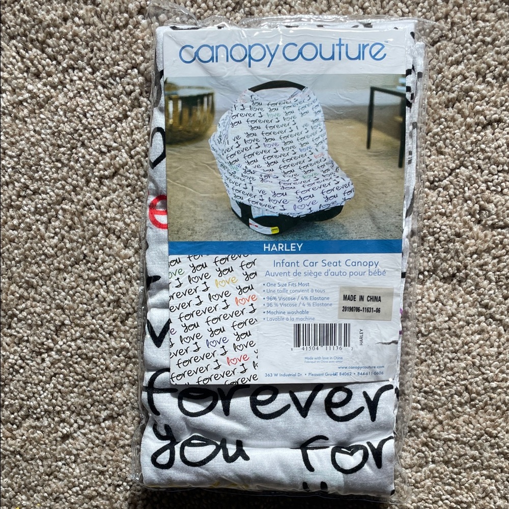 Canopy Couture Infant Car Seat Canopy - White and Black